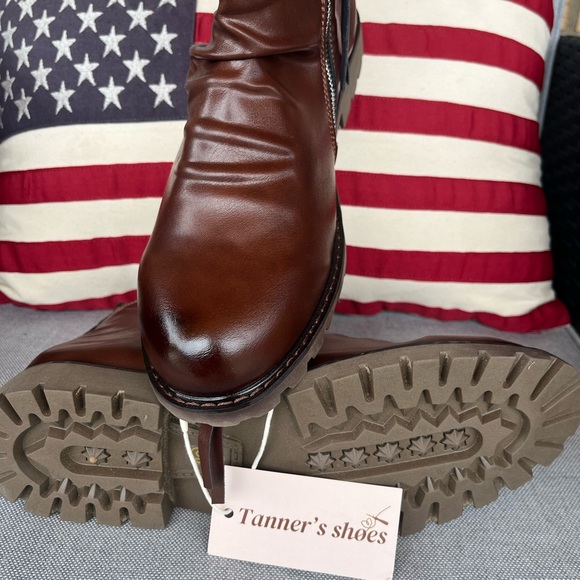 Tanner’s Shoes Brown Leather Boots Men’s 275(10)Double Zipper - Picture 6 of 8